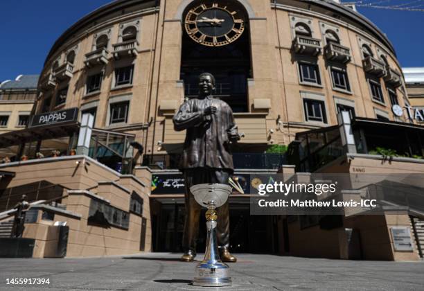 General view of the ICC Womens U19 T20 World Cup Trophy during the Captain's Photocall at Nelson Mandela Square prior to the ICC Women's U19 T20...