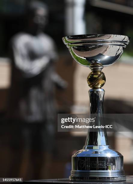 General view of the ICC Womens U19 T20 World Cup Trophy during the Captain's Photocall at Nelson Mandela Square prior to the ICC Women's U19 T20...