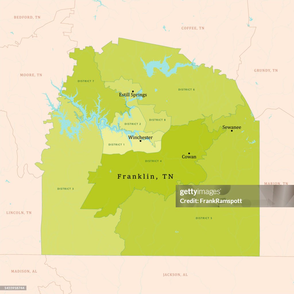 TN Franklin County Vector Map Green