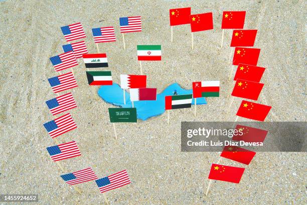 the china and united states  in the persian gulf - united arab emirates flag map stock pictures, royalty-free photos & images