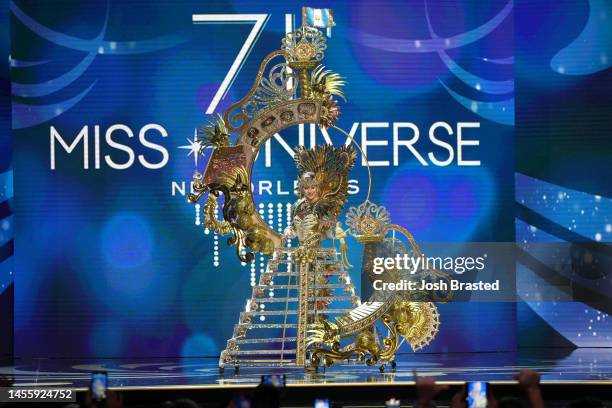 Miss Guatemala, Ivana Batchelor walks onstage during the 71st Miss Universe Competition National Costume show at New Orleans Morial Convention Center...