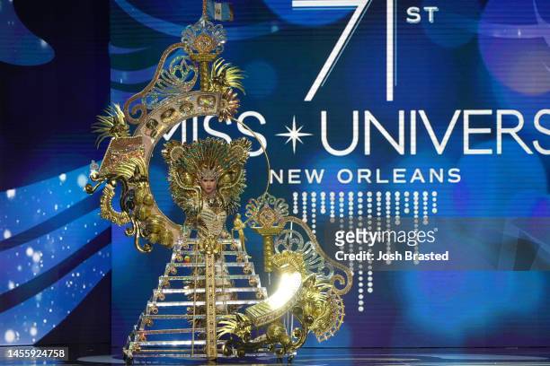 Miss Guatemala, Ivana Batchelor walks onstage during the 71st Miss Universe Competition National Costume show at New Orleans Morial Convention Center...