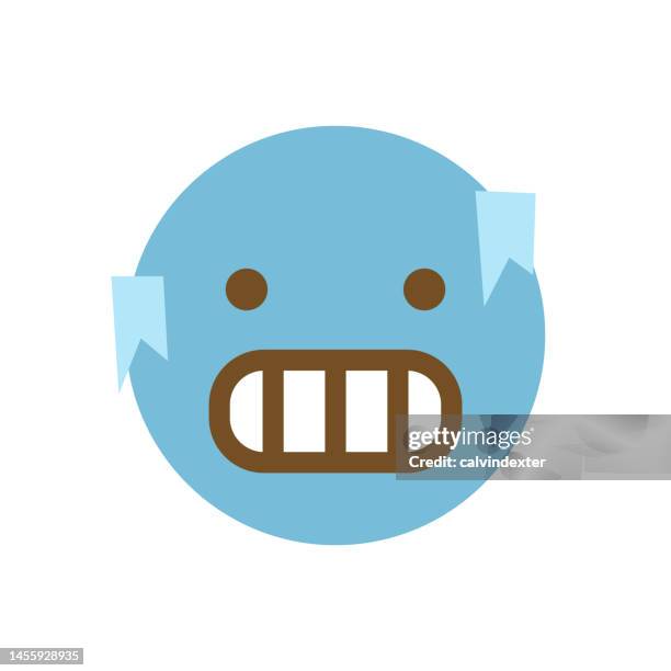 emoticon cute design - frozen face stock illustrations