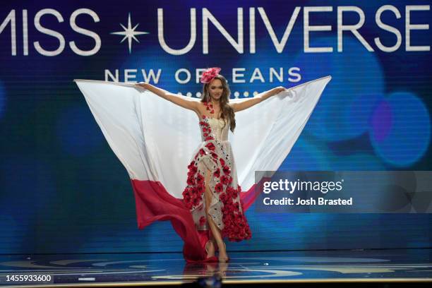 Miss Poland, Aleksandra Klepaczka walks onstage during the 71st Miss Universe Competition National Costume show at New Orleans Morial Convention...