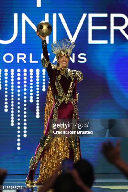 Miss Venezuela, Amanda Dudamel walks onstage during the 71st Miss Universe Competition National Costume show at New Orleans Morial Convention Center...