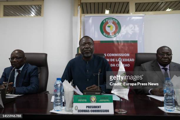 Economic Community of West African States Commission Chairman James Victor Gbeho during a meeting at ECOWAS headquarters, Jan. 12 in Abuja, Nigeria,...