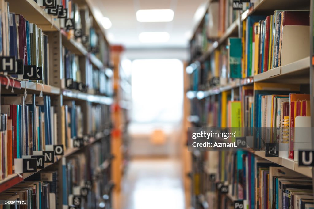 Empty Book Hall In A Library