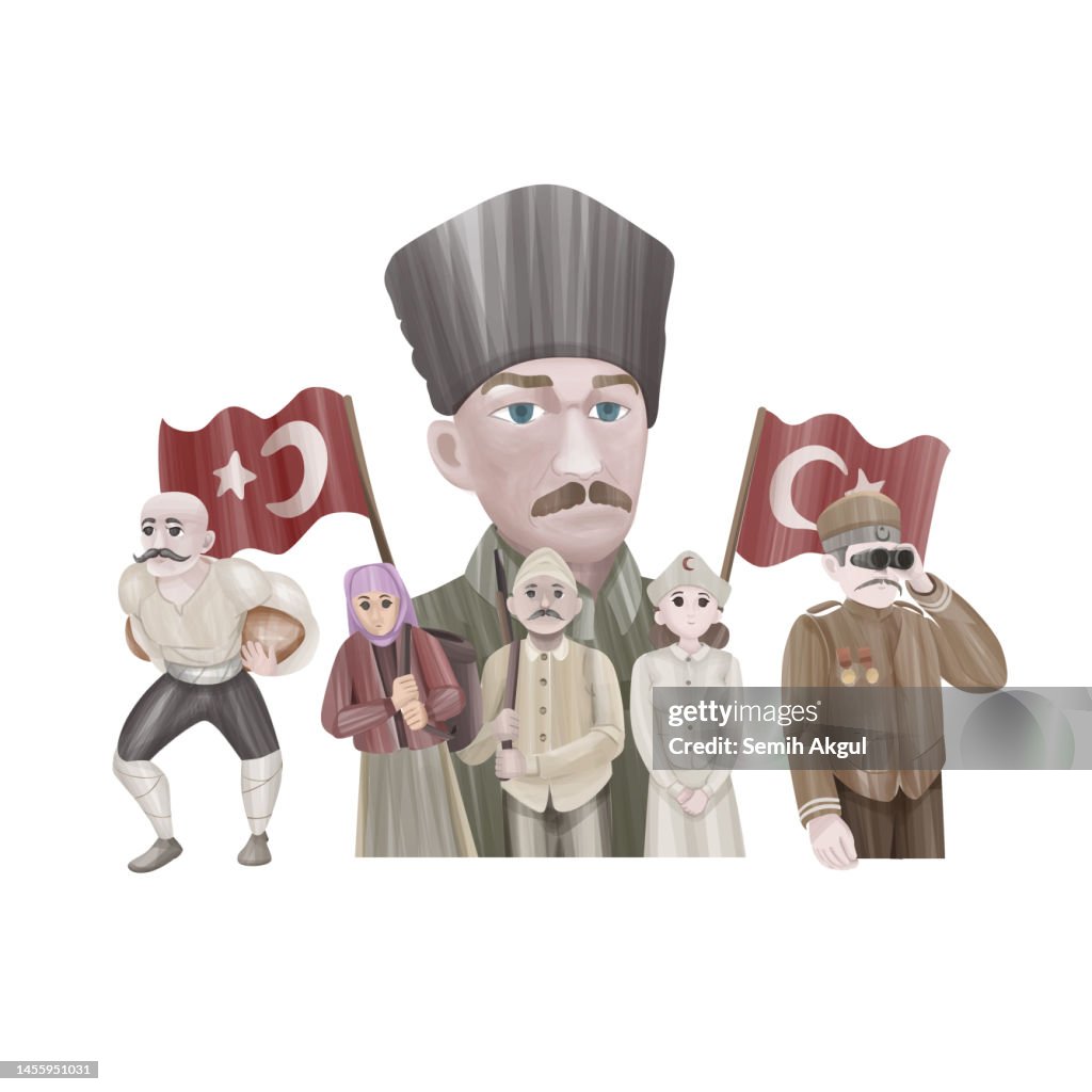 Gallipoli War Illustration With White Background
