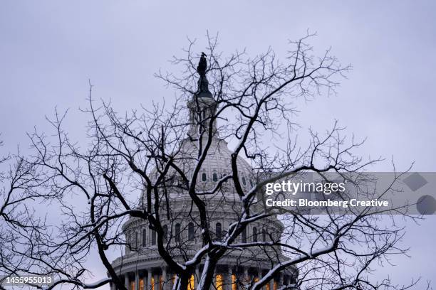 us capitol building in snow - capitol hill winter stock pictures, royalty-free photos & images