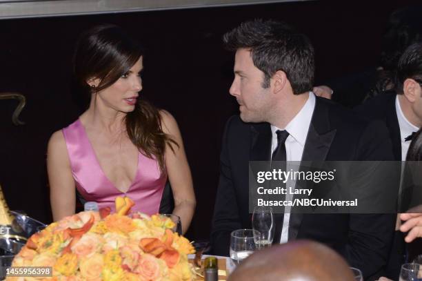 71st ANNUAL GOLDEN GLOBE AWARDS -- Pictured: Actors Sandra Bullock and Ben Affleck at the 71st Annual Golden Globe Awards held at the Beverly Hilton...