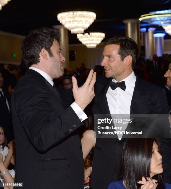 71st ANNUAL GOLDEN GLOBE AWARDS -- Pictured: Ben Affleck and Bradley Cooper at the 71st Annual Golden Globe Awards held at the Beverly Hilton Hotel...