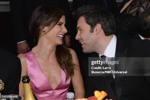 71st ANNUAL GOLDEN GLOBE AWARDS -- Pictured: Actress Sandra Bullock and Ben Affleck at the 71st Annual Golden Globe Awards held at the Beverly Hilton...