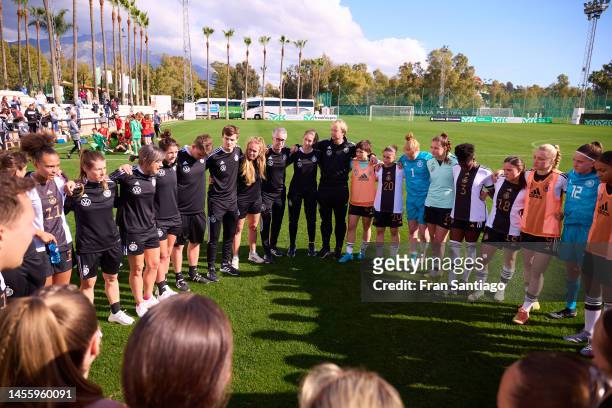 Players of Germany huddle after an International Friendly match between Spain U17 and Germany U17 at Marbella Football Center on January 12, 2023 in...