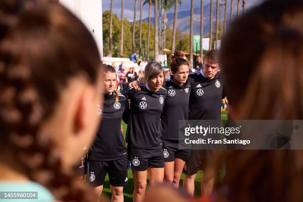 Players of Germany huddle after an International Friendly match between Spain U17 and Germany U17 at Marbella Football Center on January 12, 2023 in...