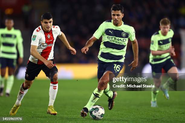 Rodri of Manchester City during the Carabao Cup Quarter Final match between Southampton v Manchester City at St Mary's Stadium on January 11, 2023 in...