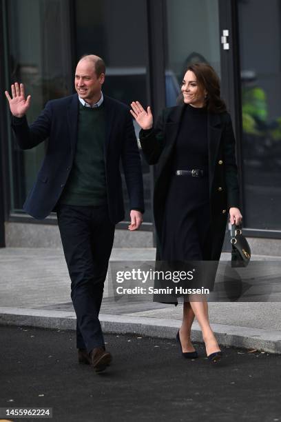 Prince William, Prince of Wales and Catherine, Princess of Wales during their visit to Royal Liverpool University Hospital on January 12, 2023 in...