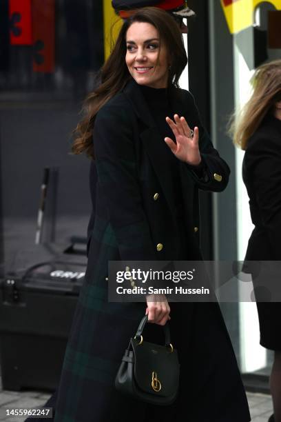 Catherine, Princess of Wales during a visit to Royal Liverpool University Hospital on January 12, 2023 in Liverpool, England. The Prince and Princess...