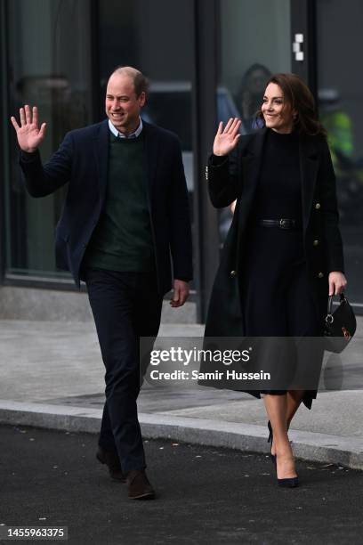 Prince William, Prince of Wales and Catherine, Princess of Wales during their visit to Royal Liverpool University Hospital on January 12, 2023 in...