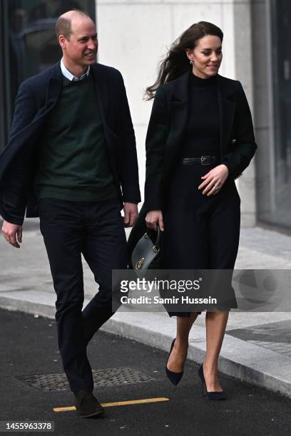 Prince William, Prince of Wales and Catherine, Princess of Wales during their visit to Royal Liverpool University Hospital on January 12, 2023 in...