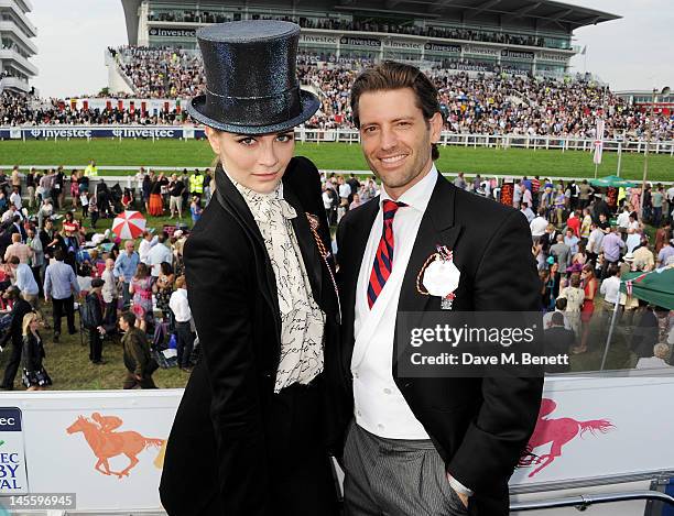 Mischa Barton and Louis Dowler attend Investec Derby Day at the Investec Derby Festival, the first official event of the Queen's Diamond Jubilee...