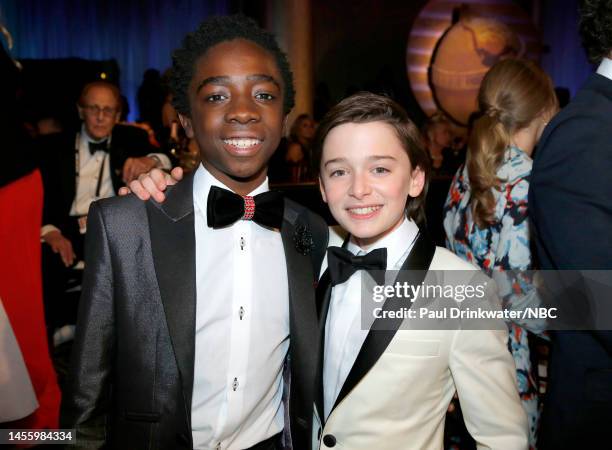 74th ANNUAL GOLDEN GLOBE AWARDS Caleb McLaughlin and Noah Schnapp of Stranger Things Pictured: at the 74th Annual Golden Globe Awards held at the...