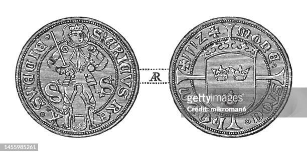 coin of sten sture the elder - swedish statesman and regent of sweden - change award stock pictures, royalty-free photos & images