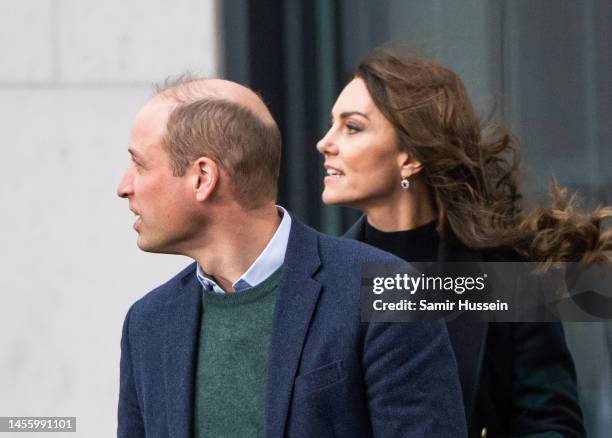 Prince William, Prince of Wales and Catherine, Princess of Wales during their visit to Royal Liverpool University Hospital on January 13, 2023 in...