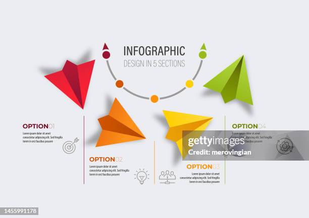 stockillustraties, clipart, cartoons en iconen met paper airplane infographic - four objects