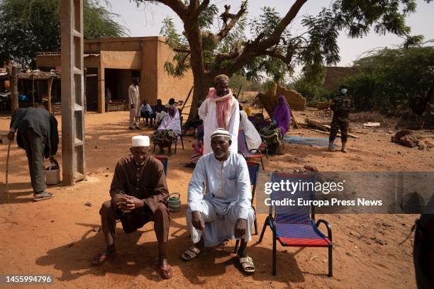 Men dressed in djellaba in the village of Ganguel, January 11 in Ganguel, Sokoto, Niger, Africa. During his visit to the village of Ganguel, Albares...