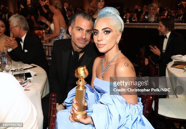 76th ANNUAL GOLDEN GLOBE AWARDS -- Pictured: Christian Carino and Lady Gaga, winner of Best Original Song - Motion Picture for 'Shallow,' at the 76th...