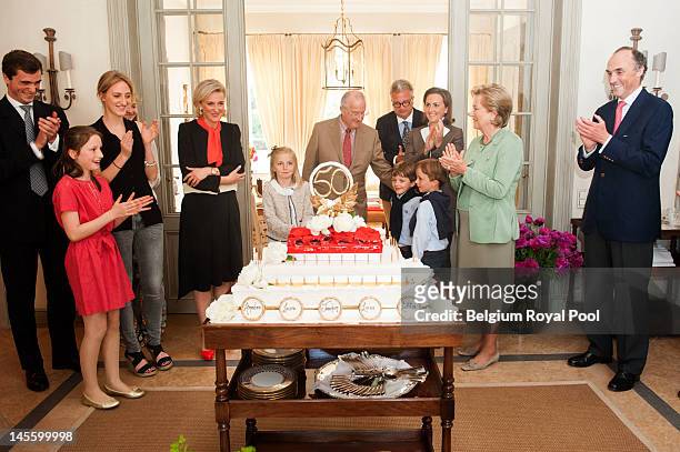Prince Amadeo, Princess Louisa Maria, Princess Maria Laura, Princess Astrid, Princess Louise, King Albert, Prince Aymeric, Prince Nicolas, Prince...