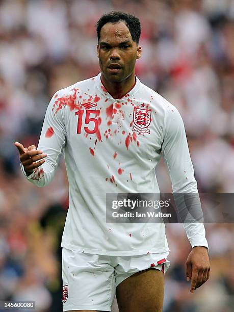 Joleon Lescott of England is injured during the international friendly match between England and Belgium at Wembley Stadium on June 2, 2012 in...