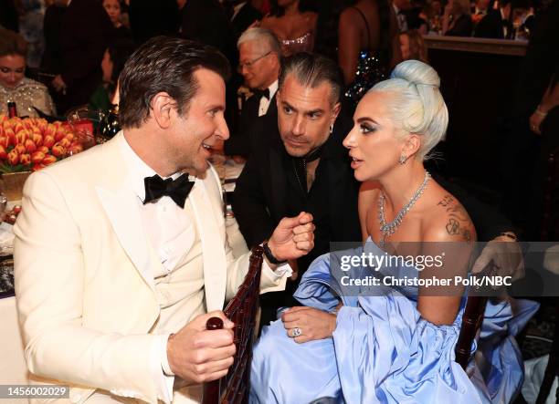 76th ANNUAL GOLDEN GLOBE AWARDS -- Pictured: Bradley Cooper, Christian Carino, and Lady Gaga at the 76th Annual Golden Globe Awards held at the...