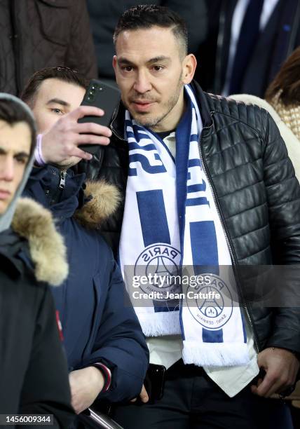 Mevlut Erding poses for a selfie during the Ligue 1 match between Paris Saint-Germain and SCO Angers at Parc des Princes stadium on January 11, 2023...
