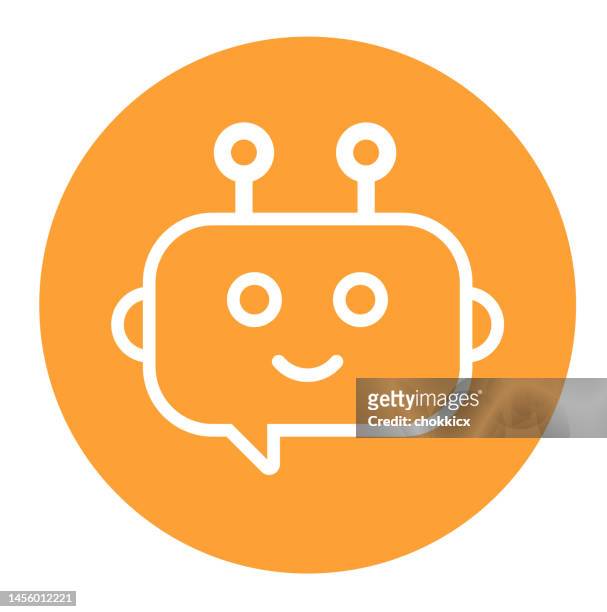 chatbot icon in circle - artificial intelligence logo stock illustrations