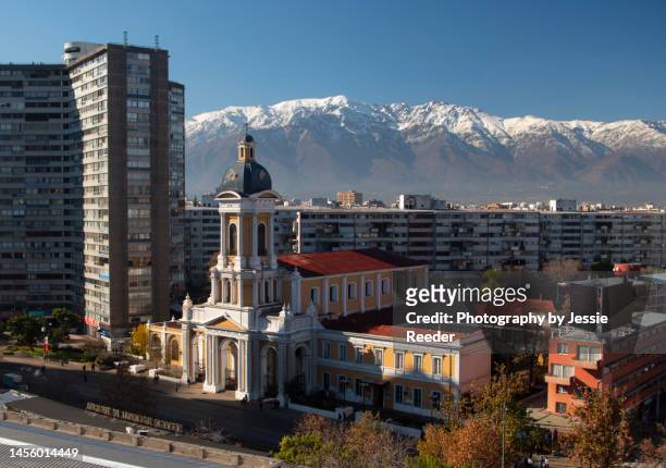 skyline in providencia chile with andes - santiago chile street stock pictures, royalty-free photos & images