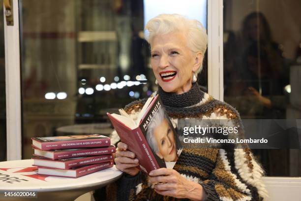 Maye Musk presents her new book at Mondadori Bookstore on January 12, 2023 in Milan, Italy.