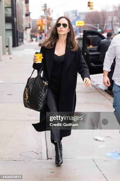 Angelina Jolie is seen in Chelsea on January 12, 2023 in New York City.