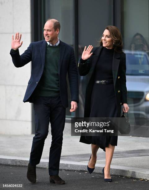 Prince William, Prince of Wales and Catherine, Princess of Wales during their visit to Royal Liverpool University Hospital on January 13, 2023 in...