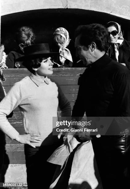 Spanish singer Salomé witrh Spanish bullfighter Luis Miguel Dominguin at the farm La Paz, Cuenca, Spain, 1969.