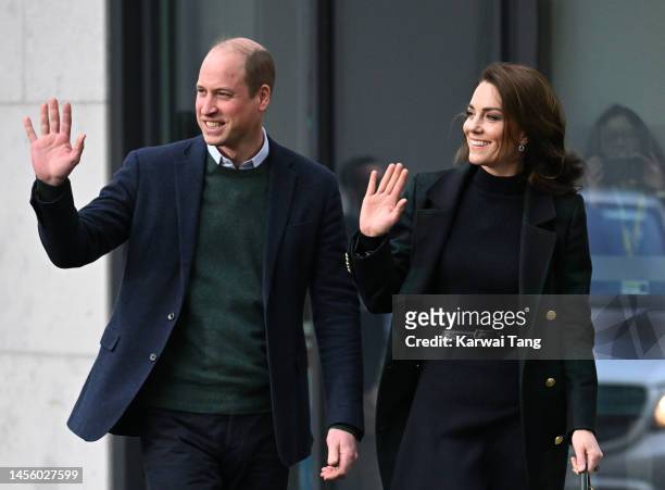 Prince William, Prince of Wales and Catherine, Princess of Wales during their visit to Royal Liverpool University Hospital on January 13, 2023 in...