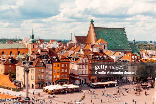 warsaw old town cityscape on a sunny summer day, poland - warsaw architecture stock pictures, royalty-free photos & images