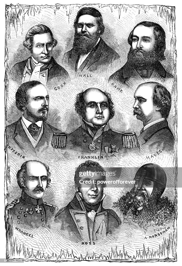Portraits of Various Polar Explorers - 19th Century