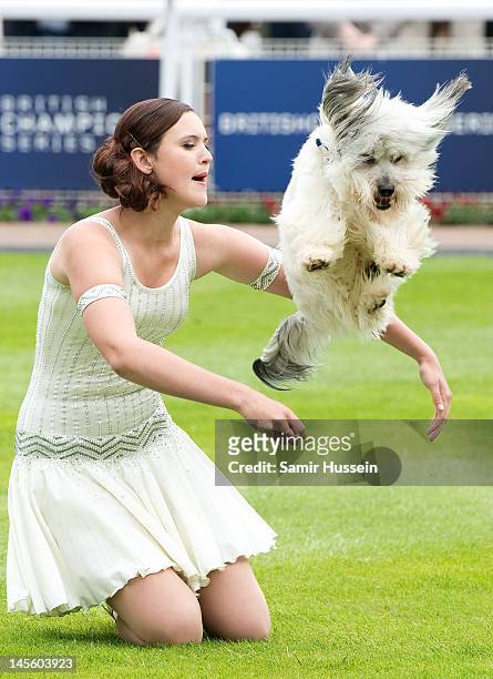 Britain's Got Talent'winners Ashleigh Butler and dog Pudsey peform at The Derby on June 2, 2012 in Epsom, England. The UK is celebrating the Diamond...