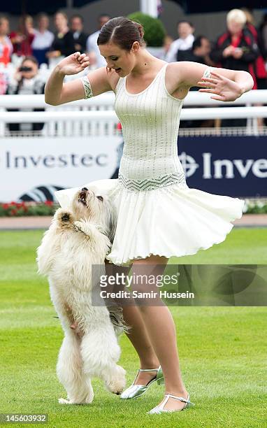 Britain's Got Talent'winners Ashleigh Butler and dog Pudsey peform at The Derby on June 2, 2012 in Epsom, England. The UK is celebrating the Diamond...