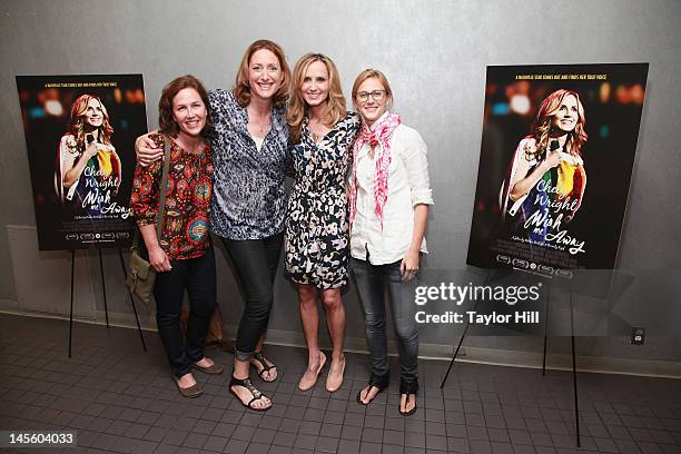 Elysa Halpern, wife comedian Judy Gold, Chely Wright, and wife Lauren Blitzer attend the "Chely Wright: Wish Me Away" New York Screening at Quad...