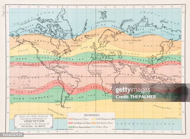 map of the world showing vegetation 1892 - wind map stock illustrations