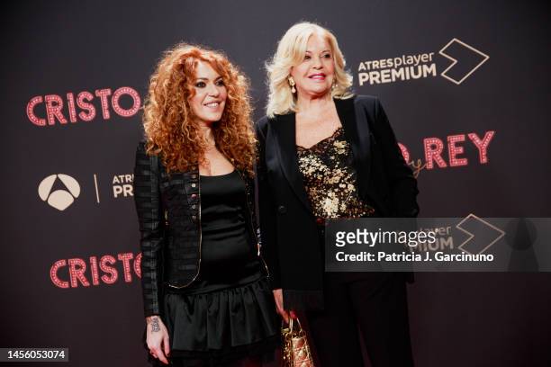 Sofia Cristo and Barbara Rey attend the "Cristo Y Rey" premiere at Cine Callao on January 12, 2023 in Madrid, Spain.