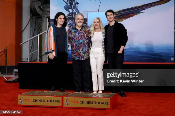 Jodie Landau, Jon Landau, Julie Landau and Jamie Landau attend the James Cameron and Jon Landau Hand and Footprint Cement Ceremony At TCL Chinese...