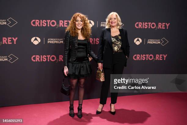 Barbara Rey and Sofia Cristo attend the "Cristo Y Rey" premiere at the Callao cinema on January 12, 2023 in Madrid, Spain.